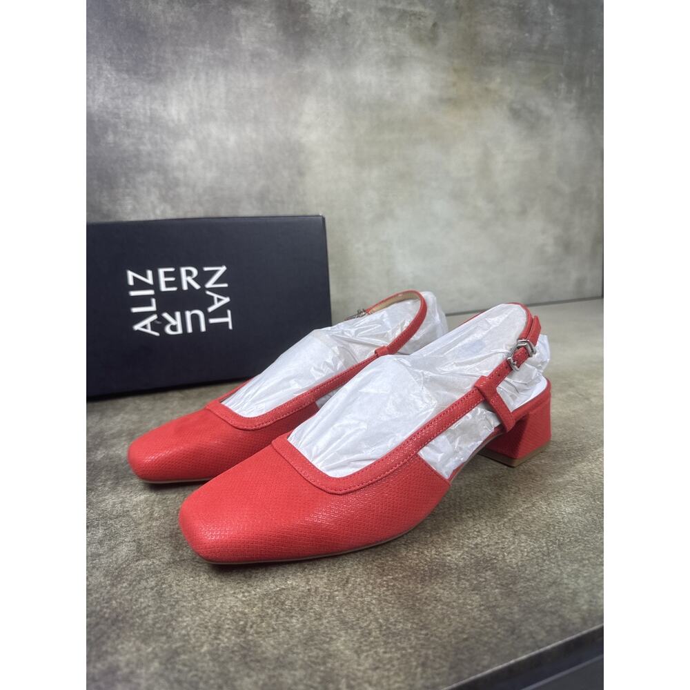 Naturalizer Harper Red Leather Block Heel Pumps Women’s 8.5M